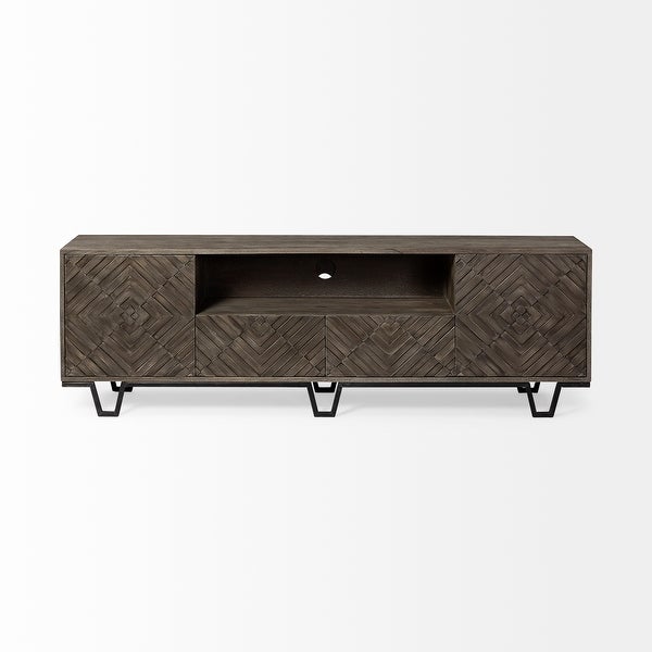 Argyle II Medium Brown Wood and Metal TV Stand / Media Console with Storage - 76