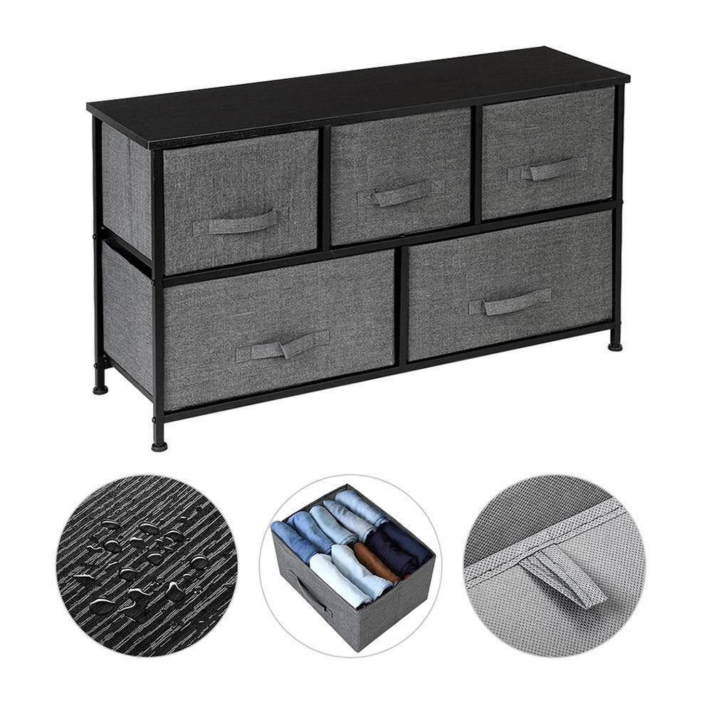 Karl home 11.42 in. W x 21.65 in. H Gray 5-Drawer Fabric Storage Chest with Gray Drawers 302992574478