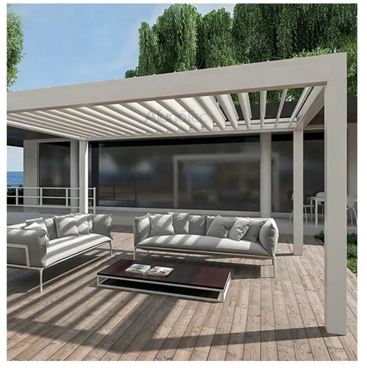 Automatic Patio Gazebo Outdoor Arches Pergola Opening Louvered Roof Bioclimatic Aluminium Factory Supply Modern