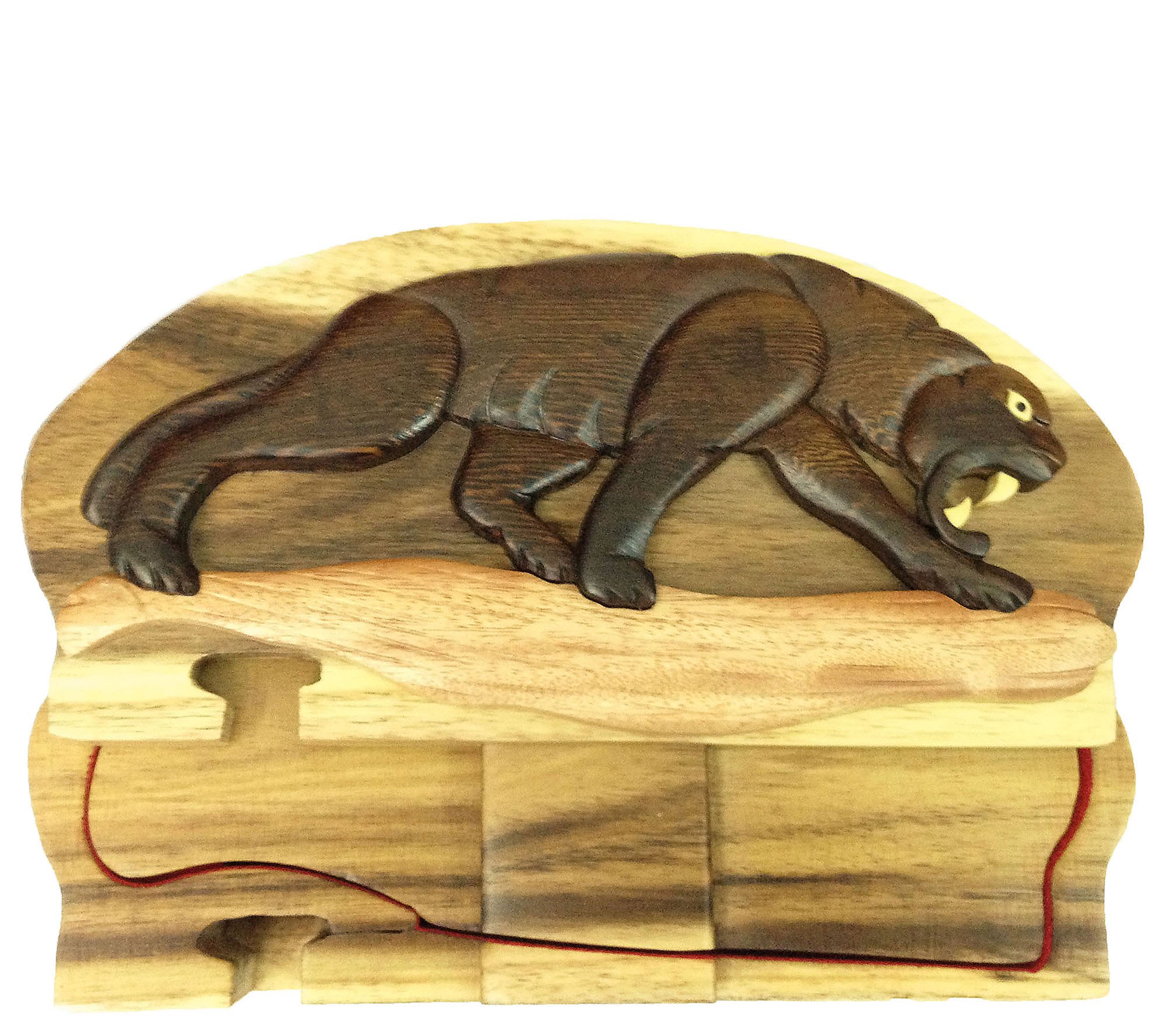 Carver Dan's Panther Puzzle Box with Magnet Closures