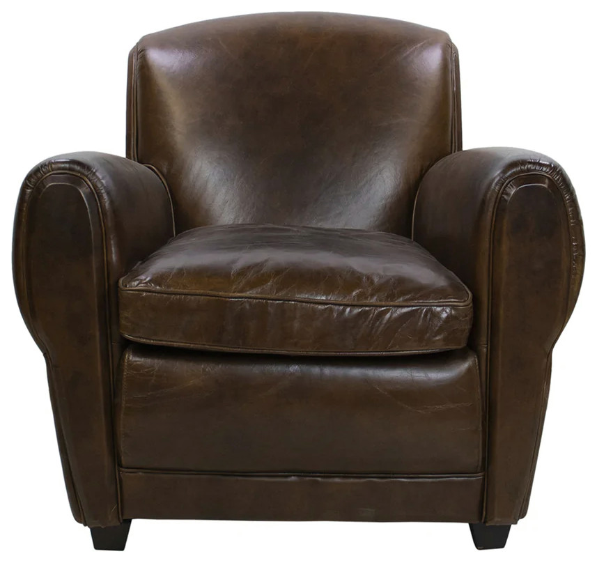 Matthew Izzo Home Gustav Leather Library Club Chair   Contemporary   Armchairs And Accent Chairs   by Matthew Izzo  Houzz