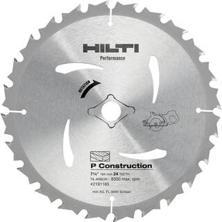 Hilti 7-14 in. 24-Teeth Carbide Tipped Circular Saw Blade for Wood and Timber 2191165