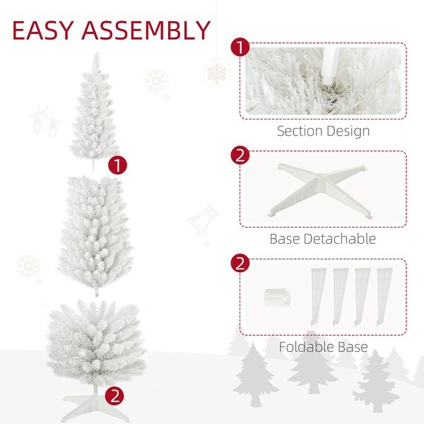 HOMCOM 6' Snow Flocked Artificial Pencil Christmas Tree，Slim Xmas Tree，Green