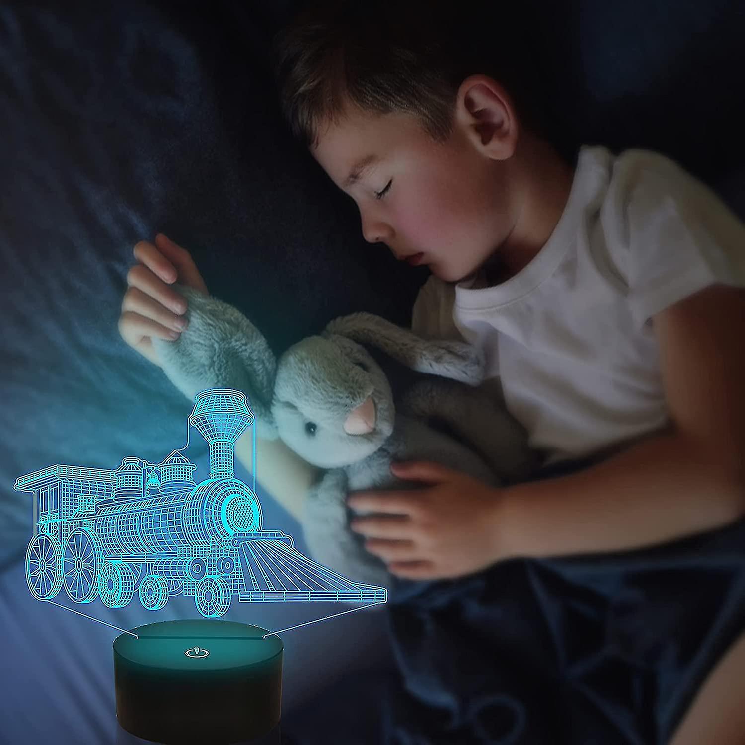 Train 3d Gifts Lamp， Illusion Hologram Night Light With Timer Remote Control 16 Colors Changing， Kid