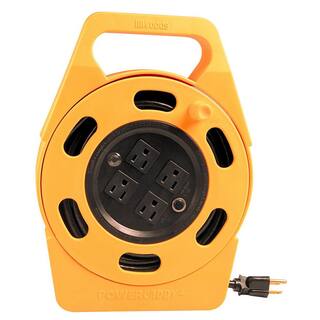 Woods 25 ft. 163 Outdoor Multi-Outlet (4) Portable Extension Cord Reel Power Station 2801