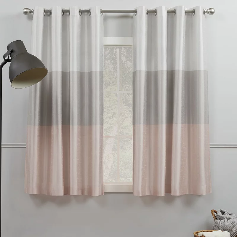 Exclusive Home 2-pack Chateau Striped Faux Silk Window Curtain Set