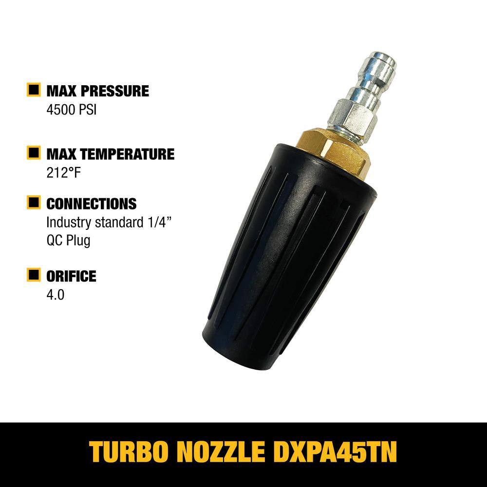 DW Universal Turbo Nozzle with QC Connections for HotCold Water 4500 PSI Pressure Washers DXPA45TN