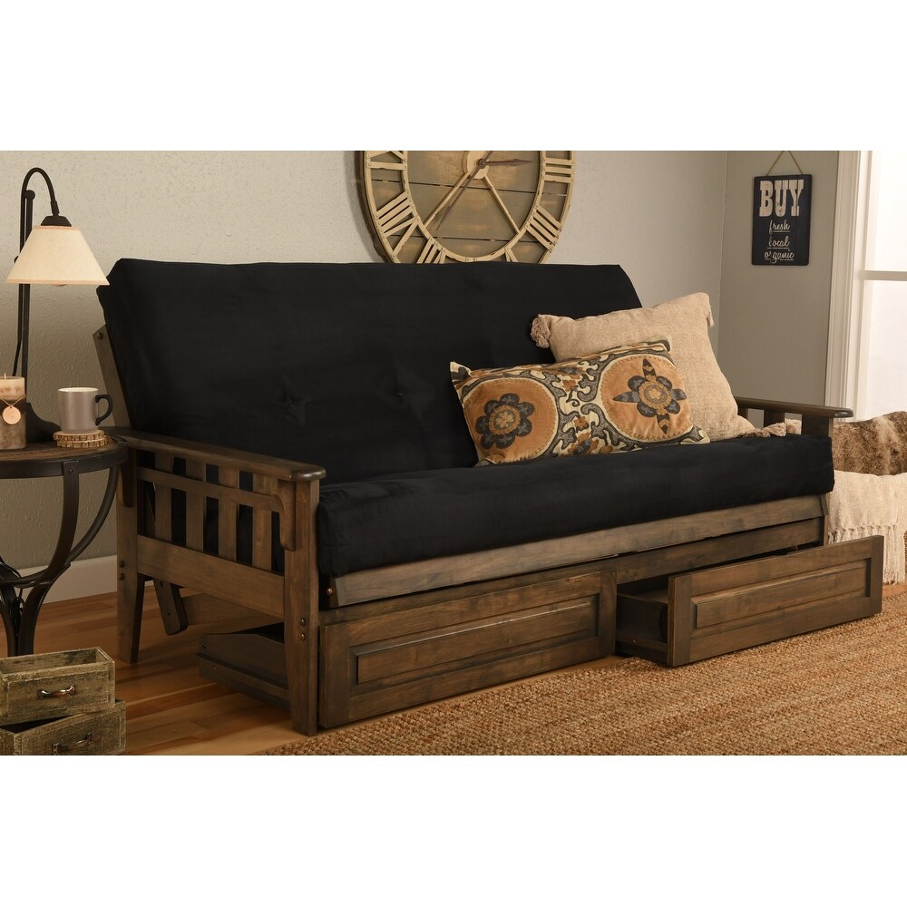 Somette Tucson Rustic Walnut Full size Futon Set with Storage Drawers