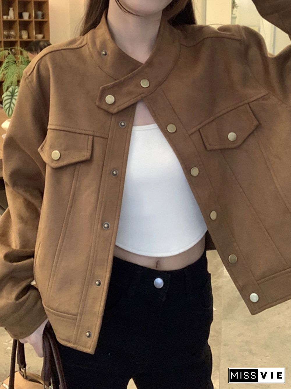 Vintage Brown Breasted Short Jacket