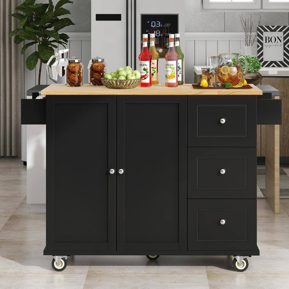 wetiny Black Kitchen Island WF0107287035AAB