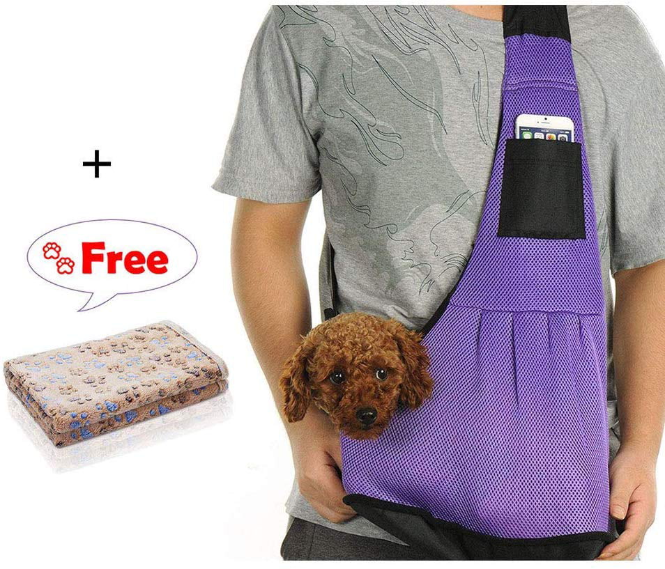 LUXMO Hands-Free Pet Sling Carrier Bag Small Dog Cat Adjustable Single Shoulder Travel Bag