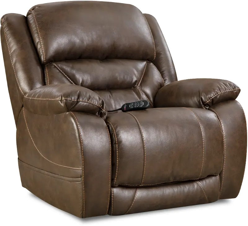 Enterprise Walnut Brown Power Recliner with Power Headrest