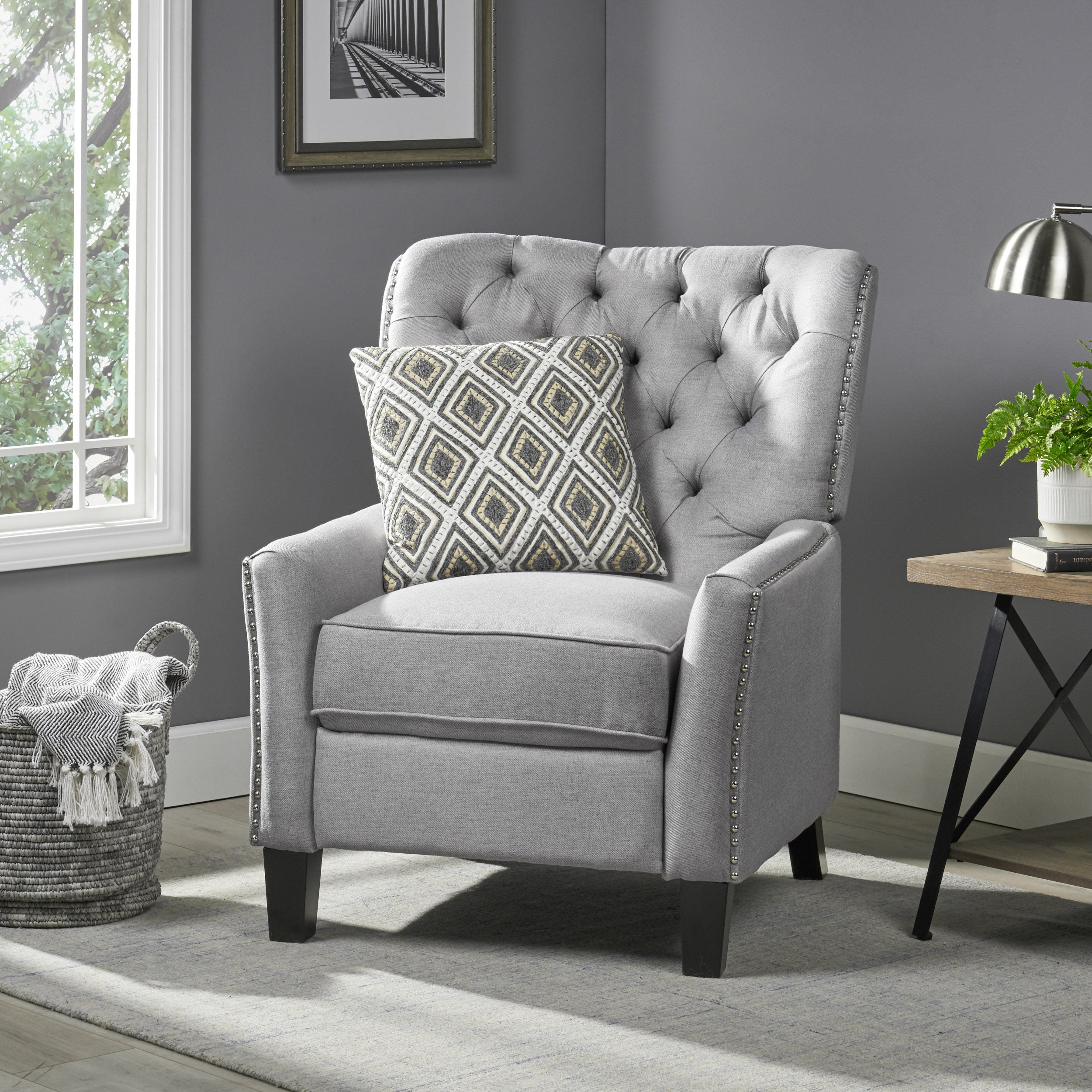 Carlyle Tufted Back Fabric Recliner Armchair