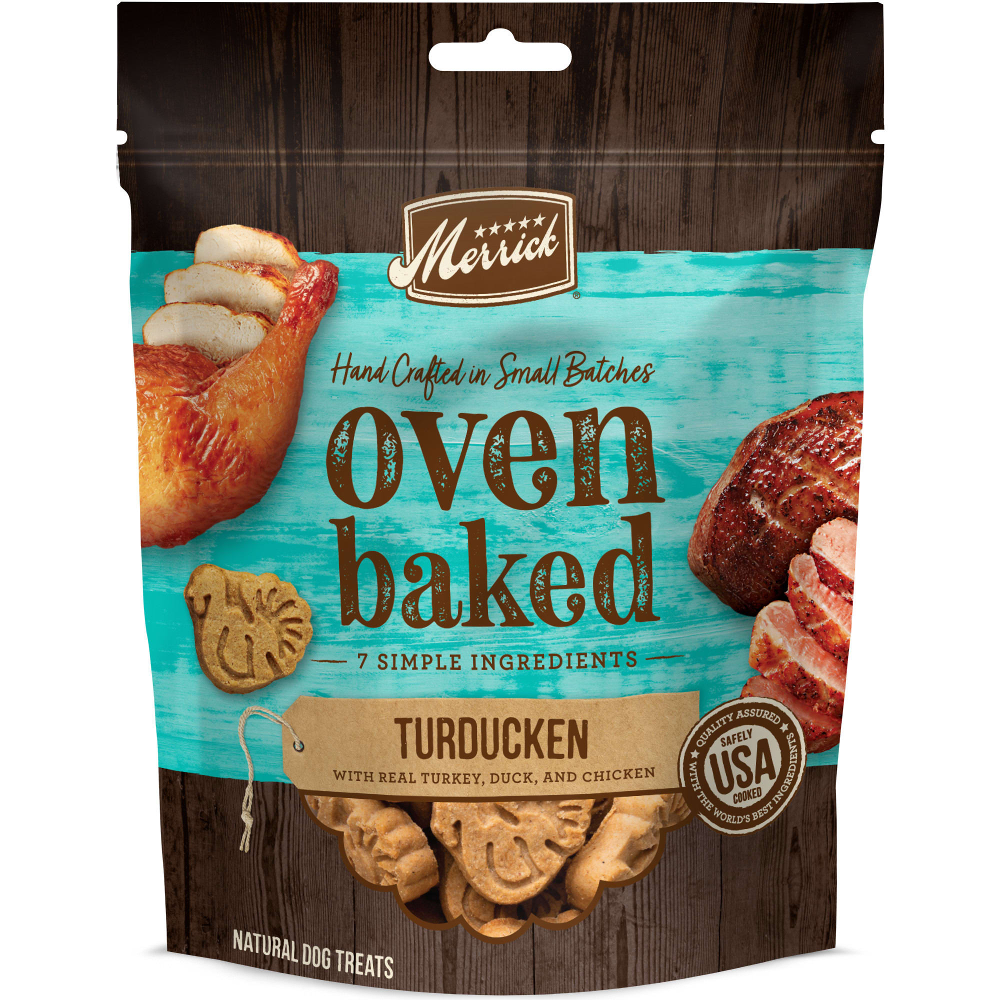 Merrick Oven Baked Turducken with Real Turkey， Duck， and Chicken Treats for Dogs， 11 oz.