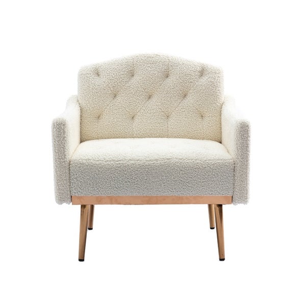 Teddy Fabric Accent Chair Leisure Single Sofa with Rose Golden Legs for Modern Living Room