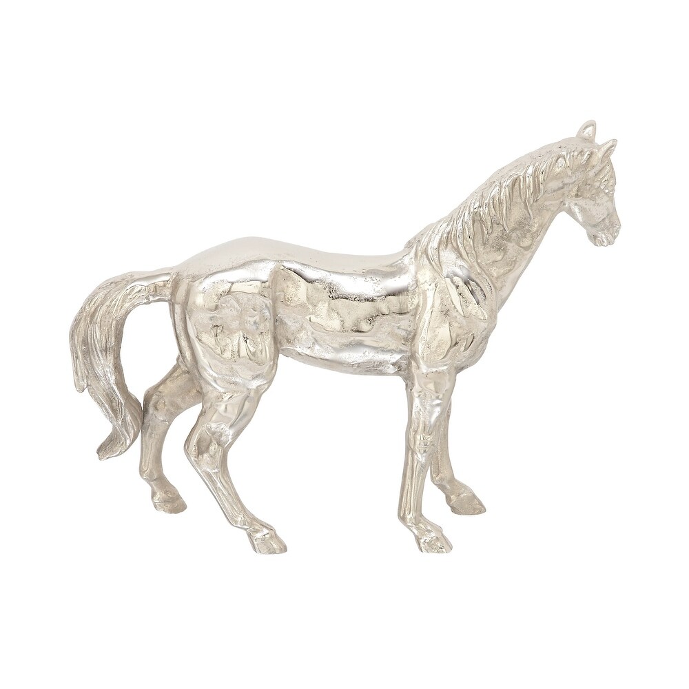 Silver Aluminum Horse Sculpture   23 x 6 x 17