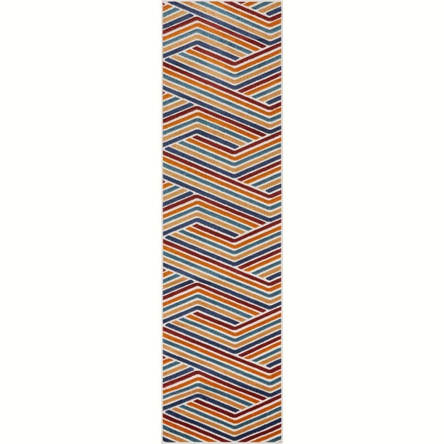 Well Woven Neema Stripes Geometric Indoor Outdoorhigh low Pile Area Rug