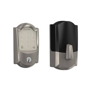 Schlage Camelot Satin Nickel Encode Wifi Electronic Touchscreen Door Deadbolt Alarmed Lock BE489WB V CAM 619