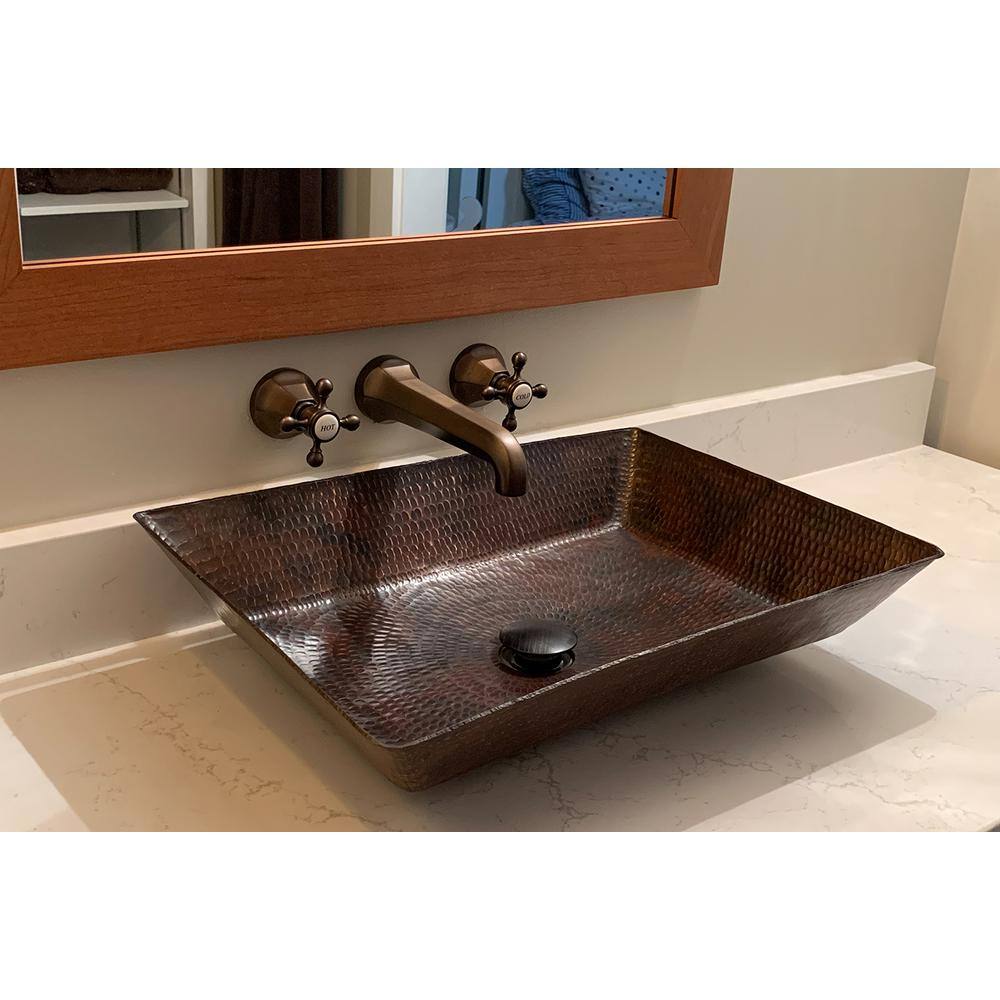 Premier Copper Products Rectangle 20 in. Hammered Copper Vessel Sink in Oil Rubbed Bronze VREC2014DB