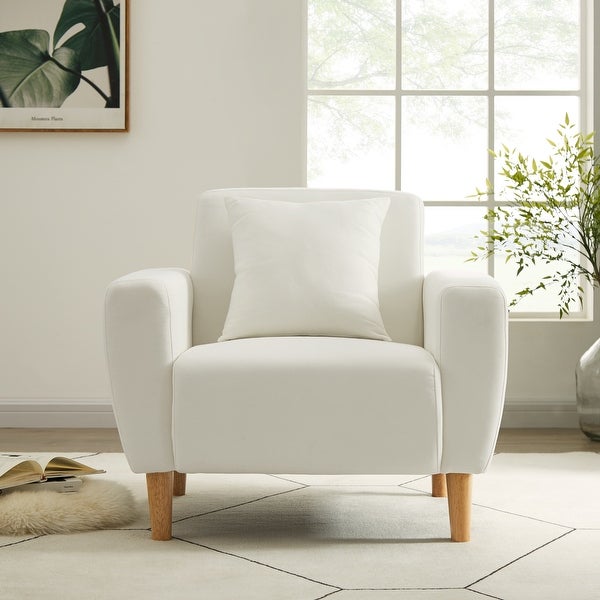 Linen Square Arm Accent Chair with Pillow