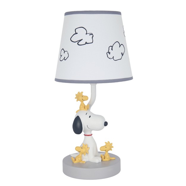 Lambs amp Ivy Classic Snoopy amp Friends White gray Nursery Lamp With Shade amp Bulb