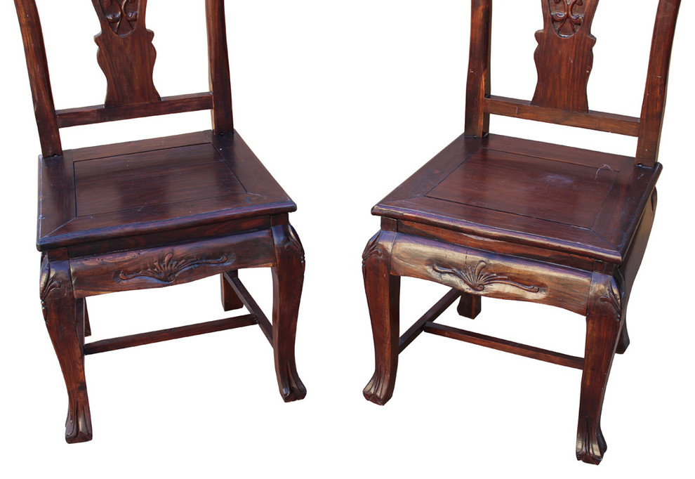 Handmade Chinese Old Shanghai Solid Redwood Rosewood Chair hwk2601  2 Piece Set   Asian   Dining Chairs   by Golden Lotus Antiques  Houzz