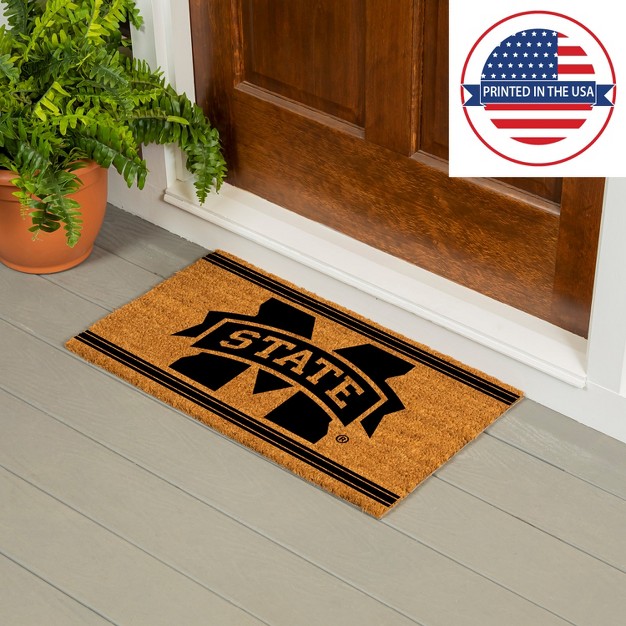 Evergreen Mississippi State University Logo Turf Mat Brown 28 X 16 Inches Indoor Outdoor Doormat