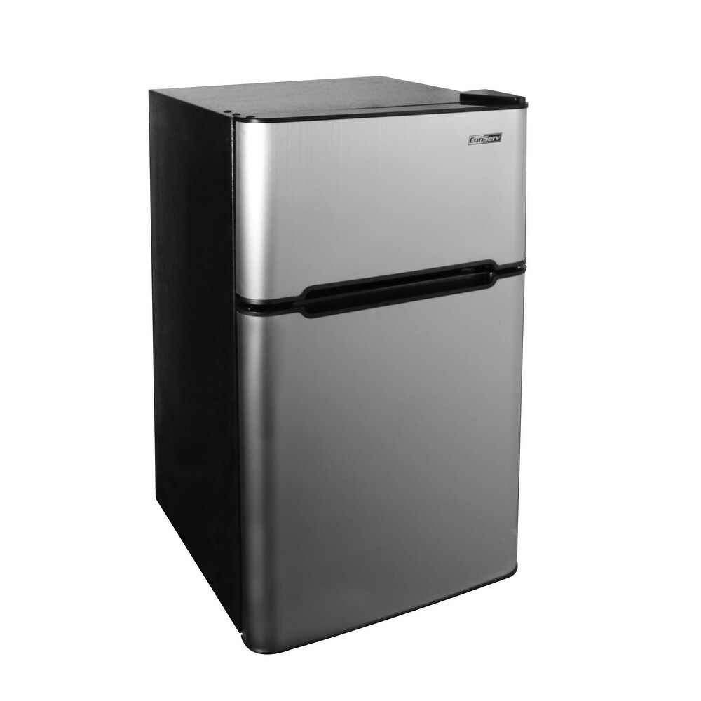 ConServ 3 cu.ft 2 Door Mini Freestanding Refrigerator with Freezer in Stainless Steel/ Black