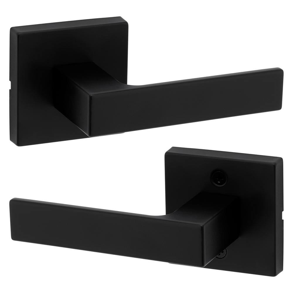 Kwikset Singapore Square Matte Black HallCloset Door Lever with Microban 720SAL 514 SQT