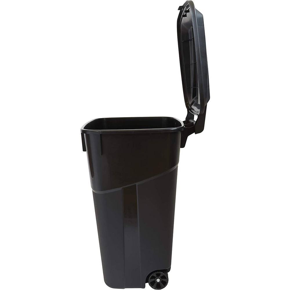 United Solutions 32 Gal. Wheeled Outdoor Garbage Can in Black (2-Pack) TI0088