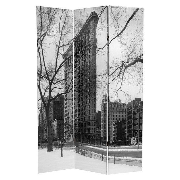 New York City Double Sided Room Divider Oriental Furniture High Definition Canvas Print Spruce Wood Frame Foldable