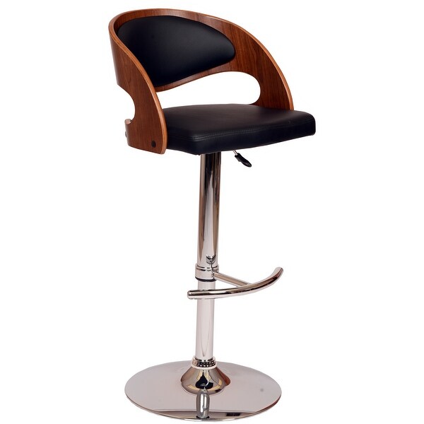 Malibu Swivel Barstool with Walnut Veneer and Chrome Base