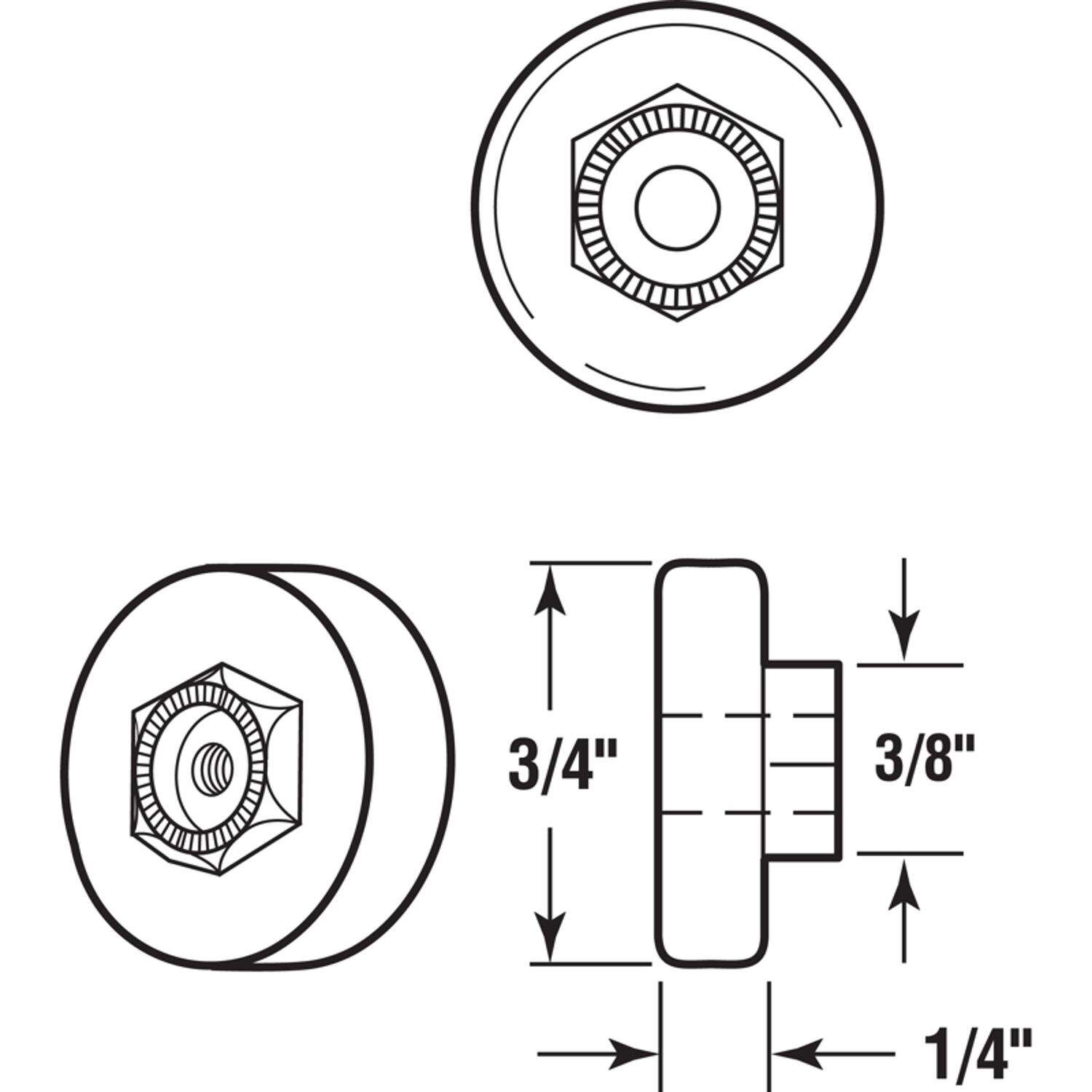 Prime-Line 3/4 in. D White Plastic/Steel Tub Enclosure Roller 4 pk