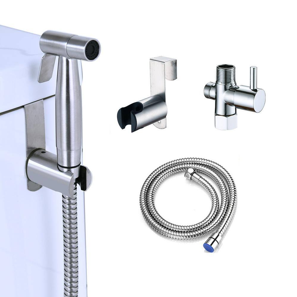 Amucolo Bidet Sprayer for Toilet Handheld Sprayer Kit Hand Held Bidet Cloth Diaper Sprayer Set in Brushed Nickel YeaD-CYD0-Y7P