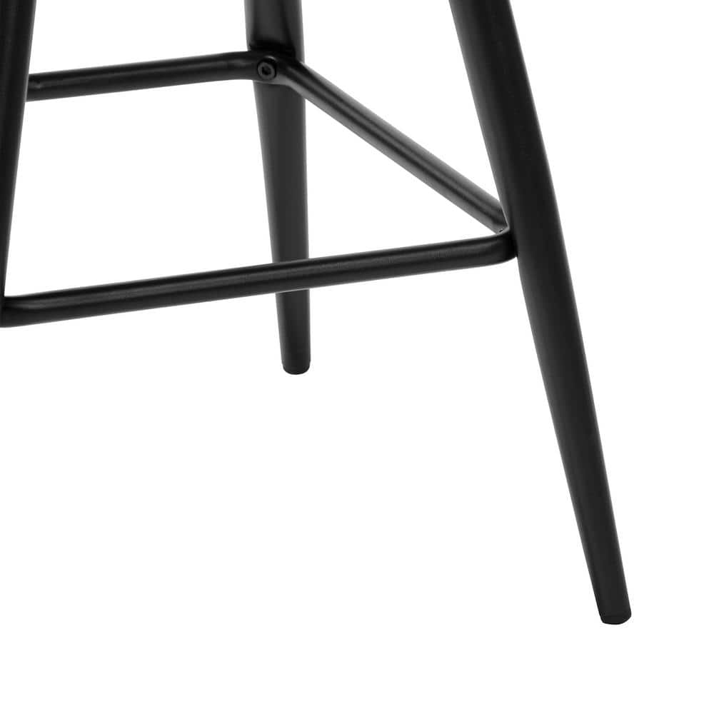 Homy Casa Fiyan 28.5 in. Black Metal Frame Low Back Retro Style Counter Stool with Black PP Seat( Set of 2) HD-FIYAN PP FULL BK MIDDLE BAR