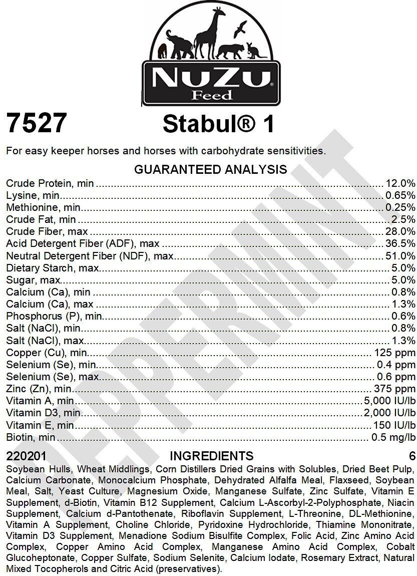 Stabul 1 Equine Diets Peppermint Low Sugar， Low Starch Horse Feed