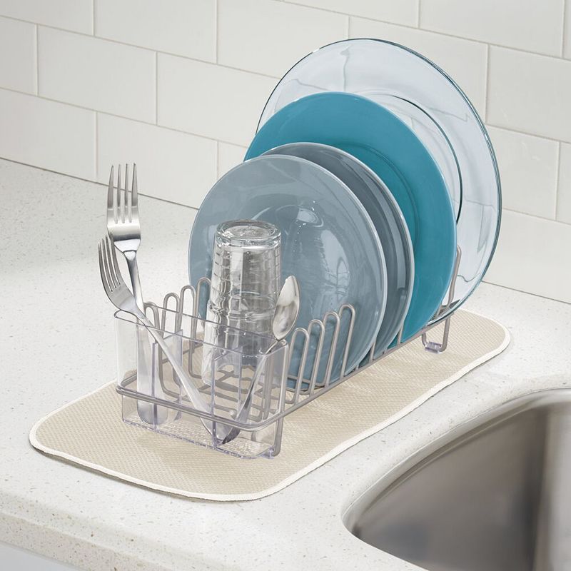 mDesign Compact Countertop， Sink Dish Drying Rack Caddy