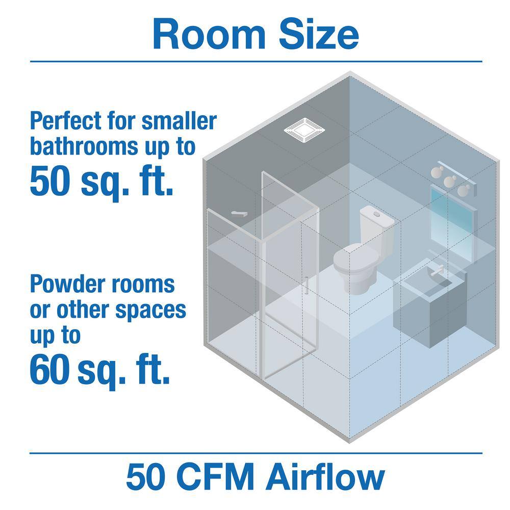 Air King ENERGY STAR Certified Snap-In Installation Quiet 50 CFM Bathroom Exhaust Fan with LED light BFQL50