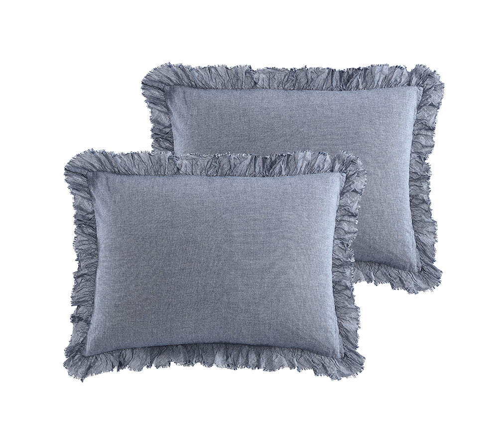 Better Homes and Gardens Chambray Blue Solid Cotton Pillow Sham， Standard (2 Count)