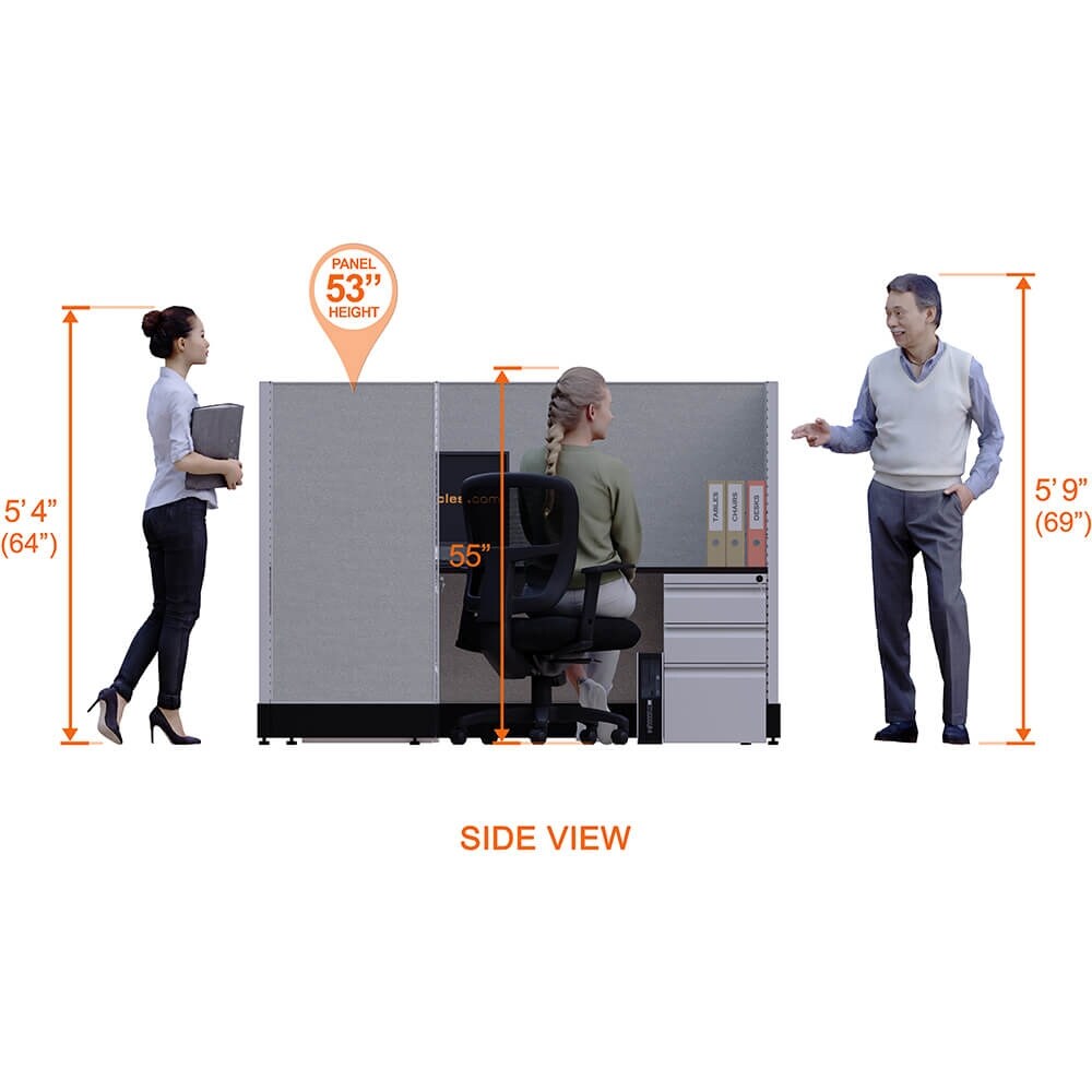 Workstation Desk 53H 4pack Cluster Powered Cubicles