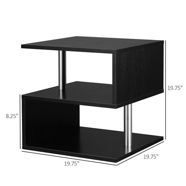 End Table，Accent Side Table，SShaped Coffee Table with Storage Shelf