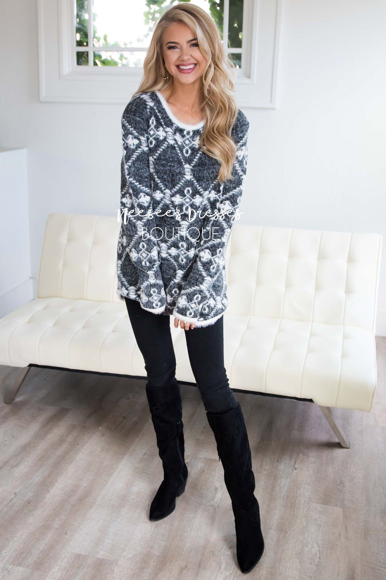 Fuzzy Aztec Print Tunic