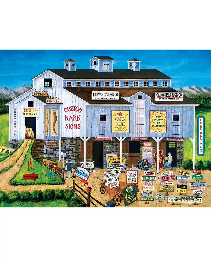 MasterPieces Puzzles Town and Country - The Sign Maker 300 Piece Puzzle By Art Poulin