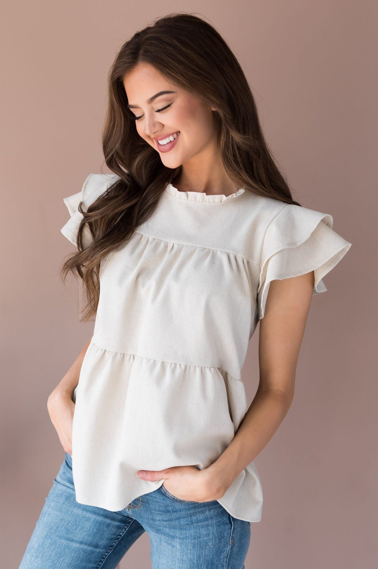 He Has Risen Modest Peplum Blouse