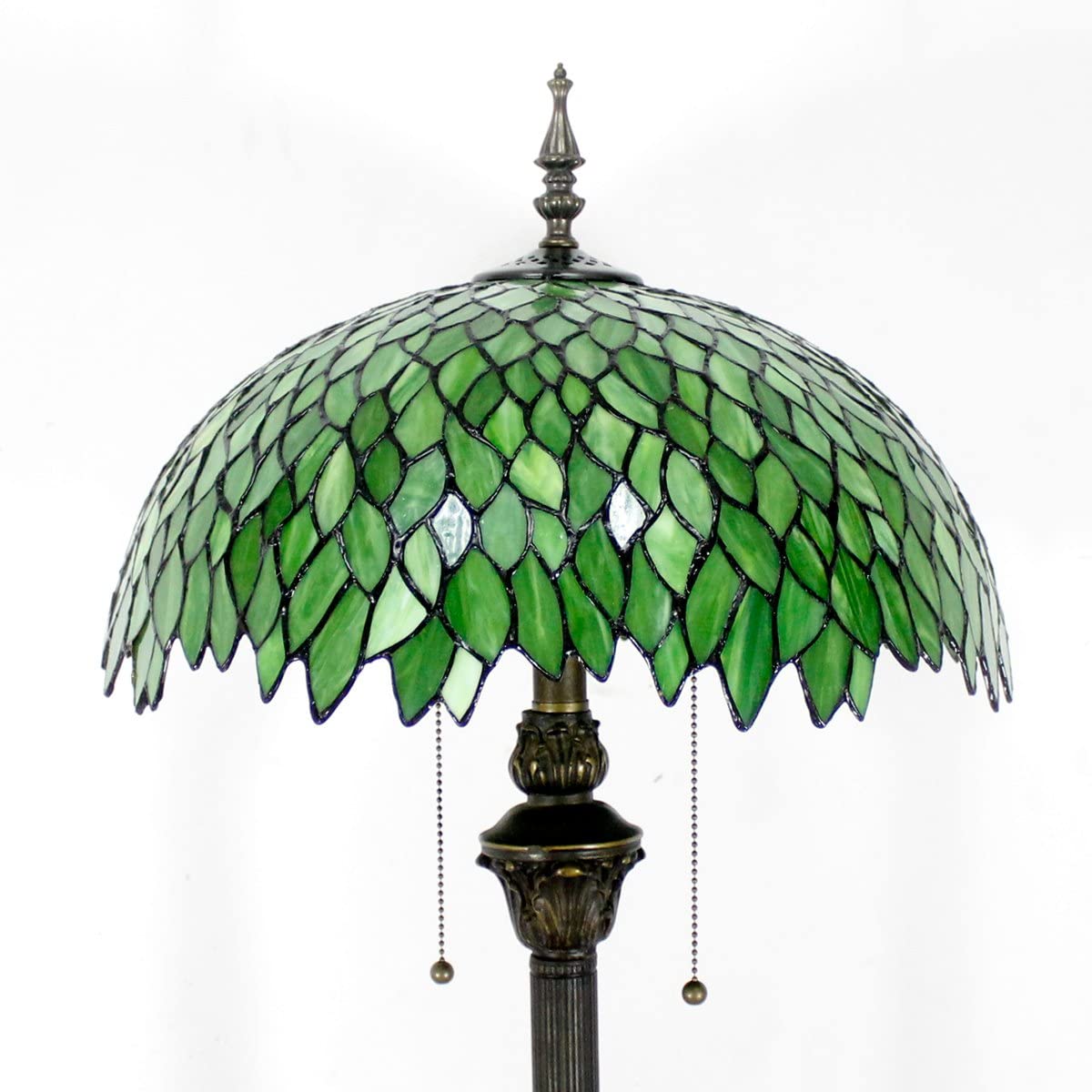 BBNBDMZ Tiffany Floor Lamp Green Wisteria Stained Glass Standing Reading Light 16X16X64 Inches Antique Style Pole Corner Lamp Decor Bedroom Living Room  Office S523 Series