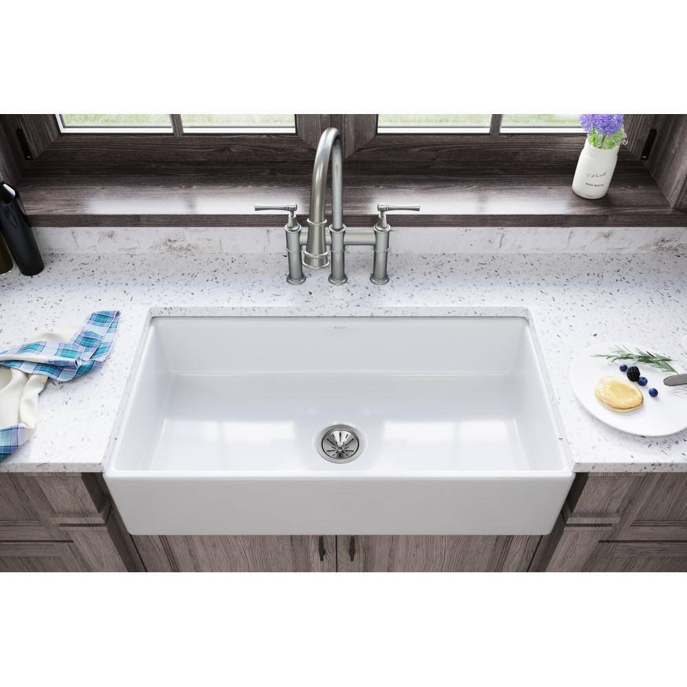 Elkay Burnham White Fireclay 36 in. Single Bowl Farmhouse Apron Kitchen Sink HDSB3618FC