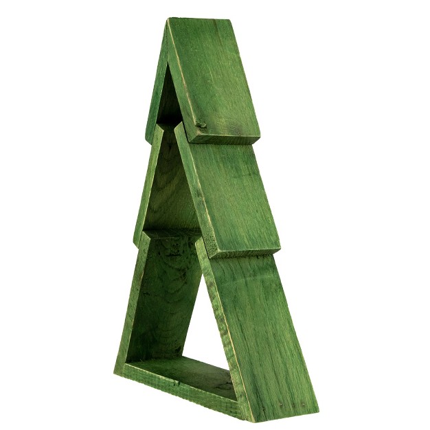 Green Geometric Wooden Christmas Tree Tabletop Display