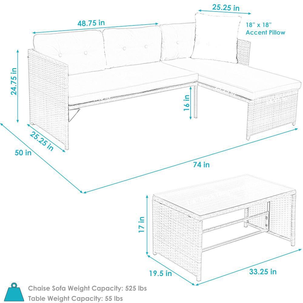 Ultimate Patio Low-Back Outdoor Patio Sectional Sofa Set W/ Cushions