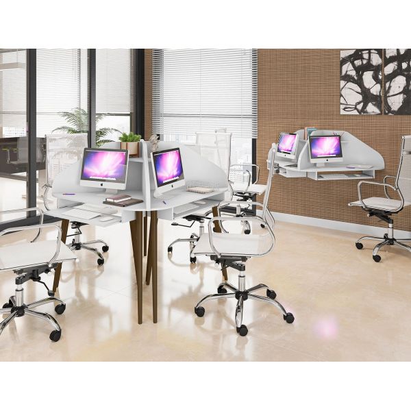 Bradley 2-Piece Cubicle Section Desk White