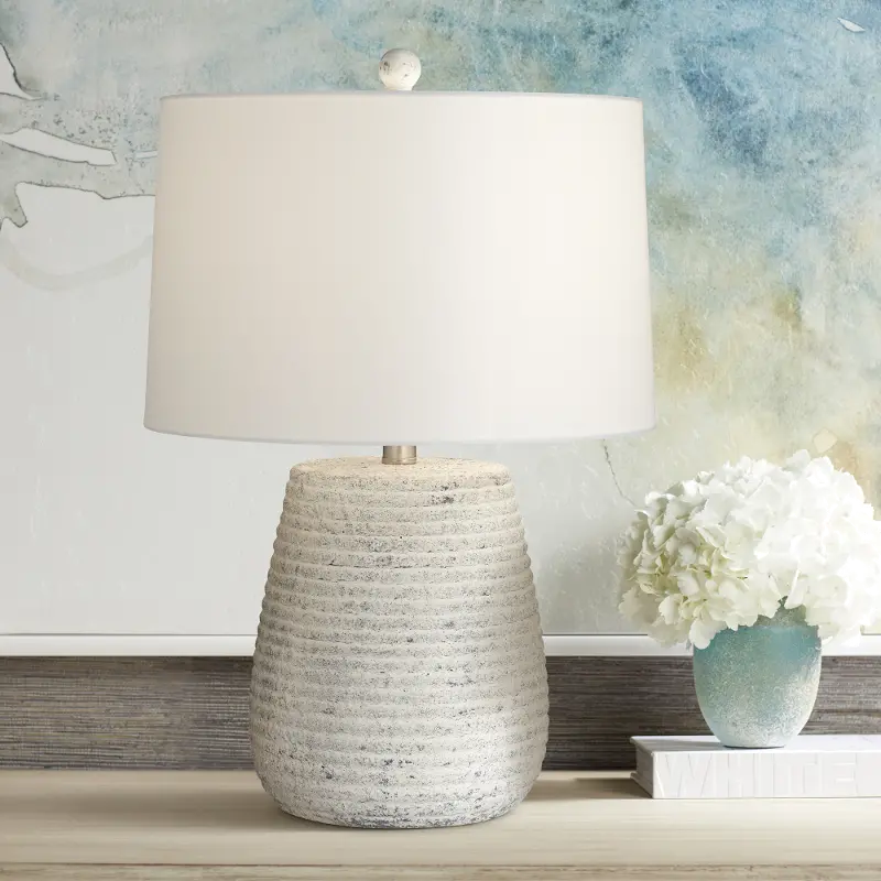 Sandstone White Stone-Wash Table Lamp